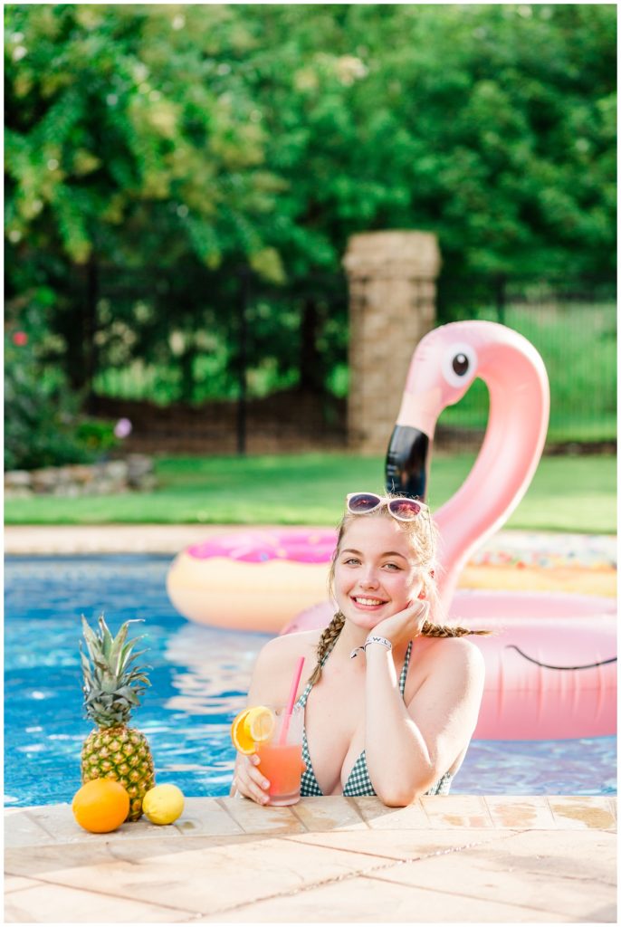 Senior Model Program Styled Pool Party Shoot with lemonade and colorful pool floats