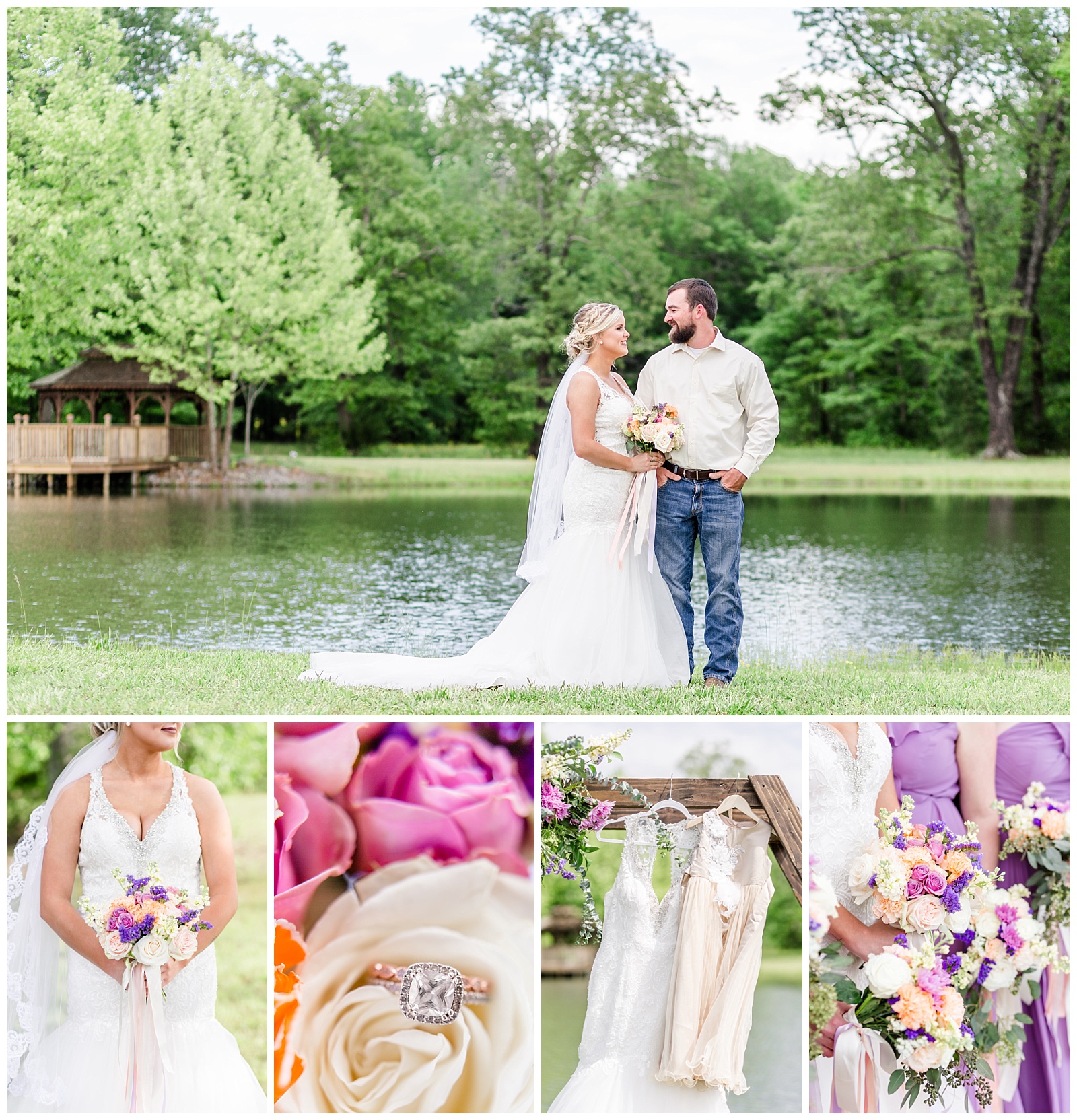 Modern southern wedding with purple dresses and bright purple florals