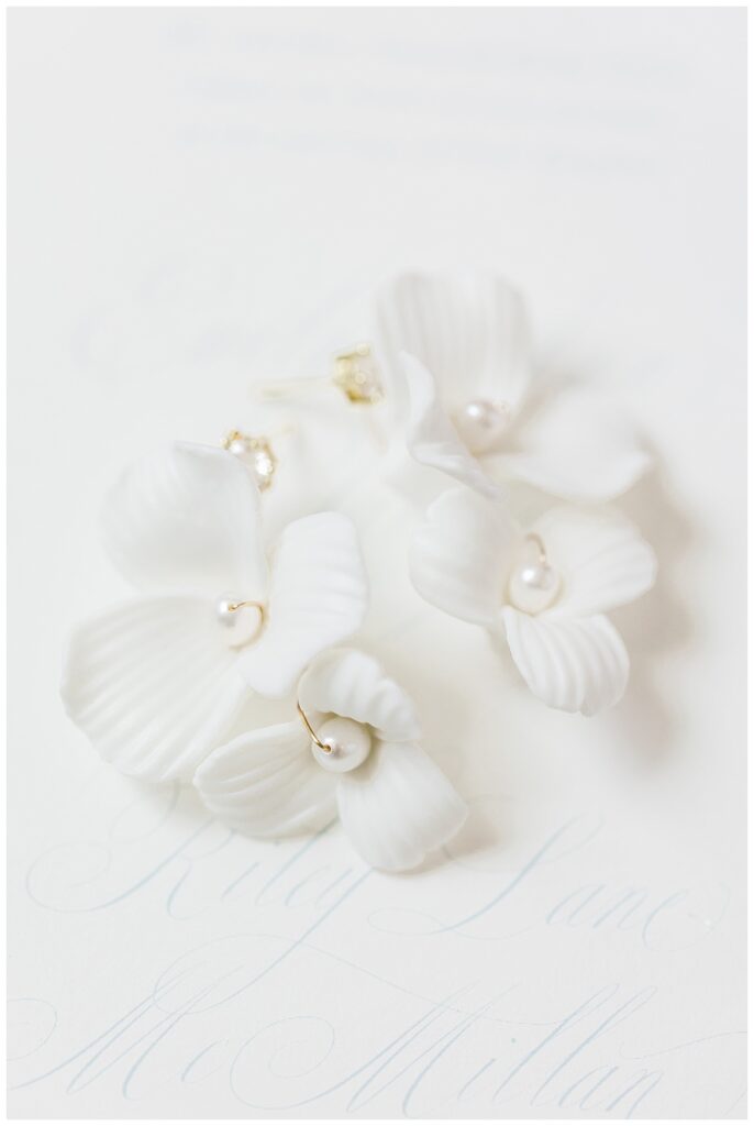 white floral earrings