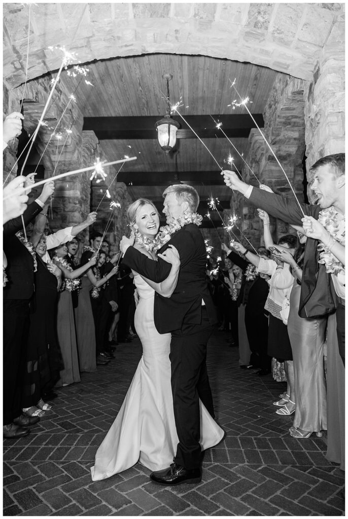 bride and groom sparkler exit at the ledges clubhouse